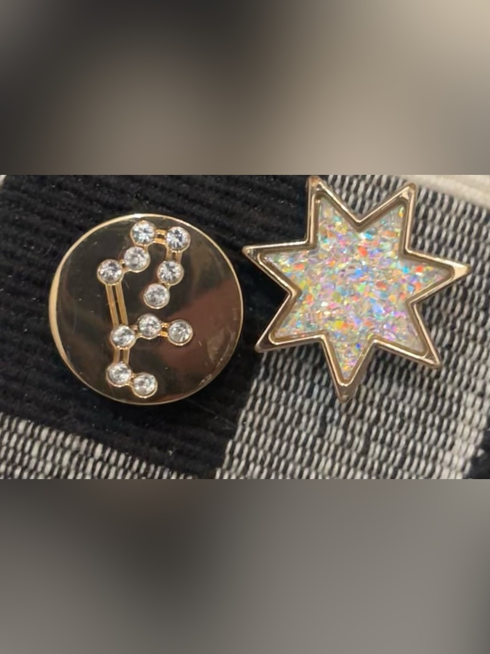 CROCS Jibbitz gold Virgo constellation sign sparkly glitter star lot of 2